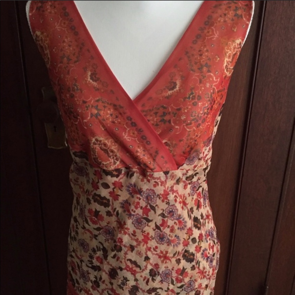 SALE ♥️ Orange floral silk dress Indian inspired